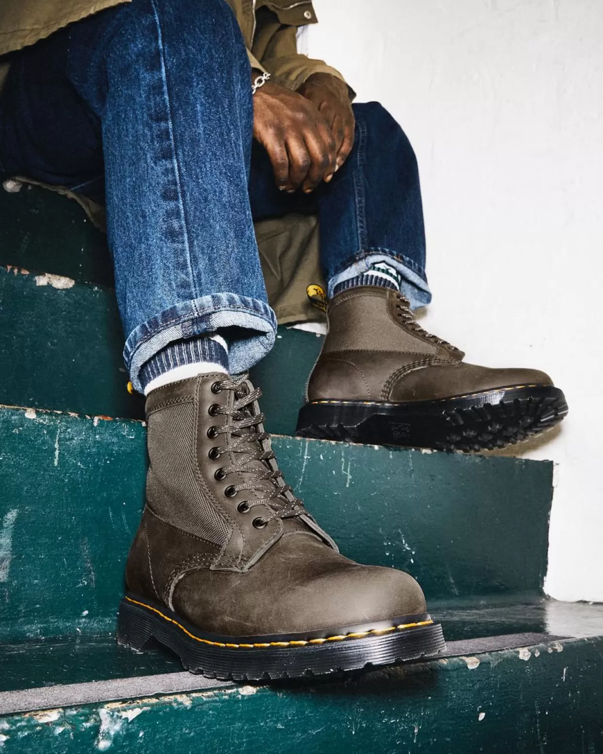 Dr. Martens 1460 pannello in pelle + 50/50 stivaletti di poliestere