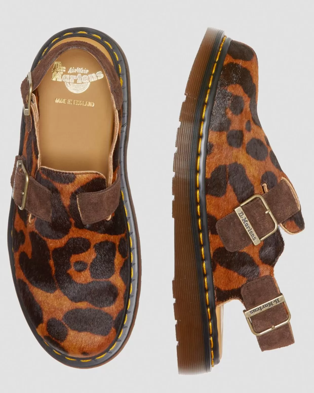 WOMENS Dr. Martens Jorge Mules Made in England Hair On con cinturino