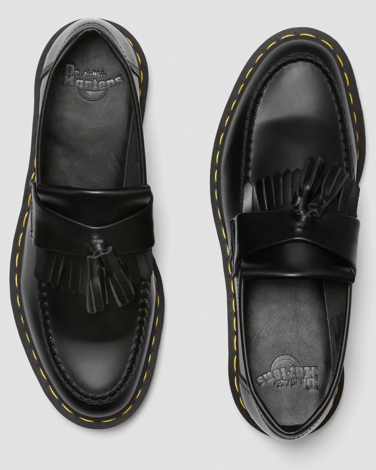 WOMENS Dr. Martens Mocassini Adrian con nappe e cuciture gialle in pelle Smooth