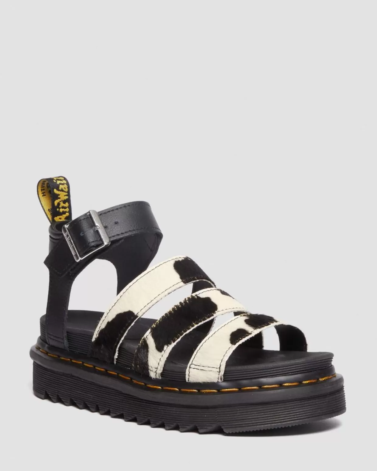 WOMENS Dr. Martens Sandali Blaire in pelle con stampa maculata in pelo