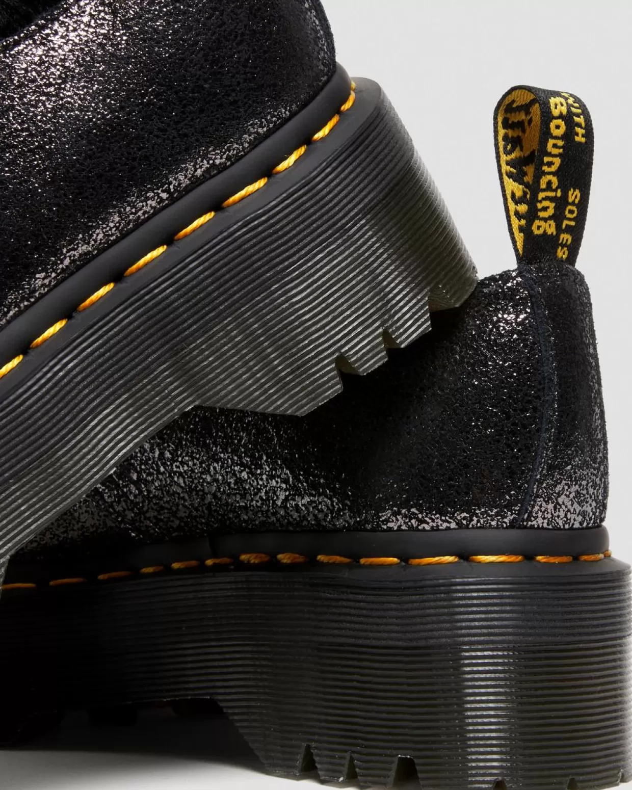 WOMENS Dr. Martens Scarpe Platform 1461 In Pelle Laminata Con Rivestimento Interno In Pelliccia Sintetica