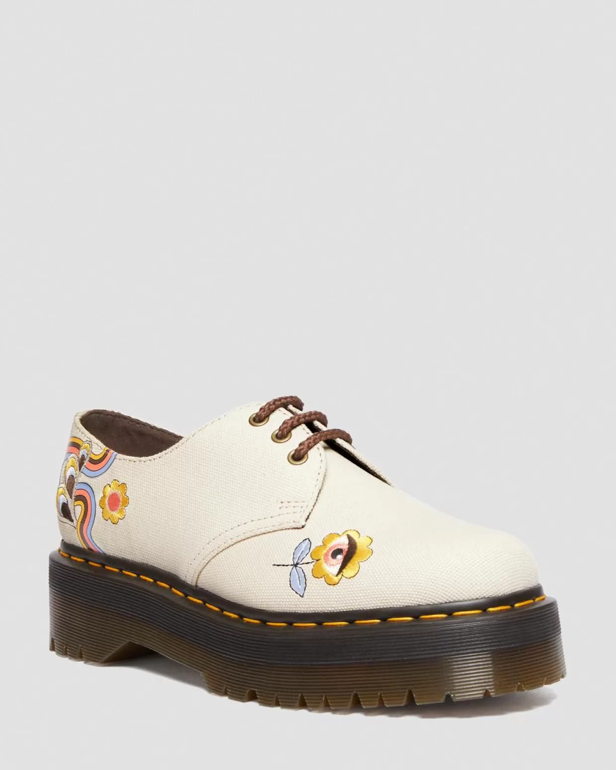 UNISEX Dr. Martens Scarpe platform Vegan 1461 retrò ray in tela