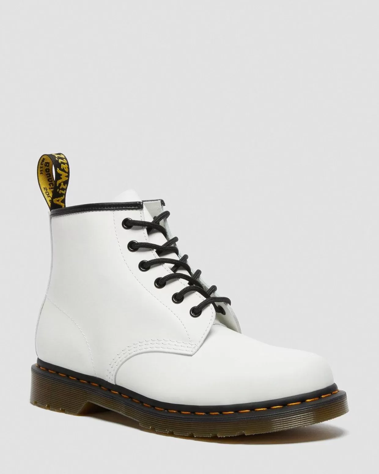 WOMENS Dr. Martens Stivaletti 101 in pelle Smooth con cuciture gialle