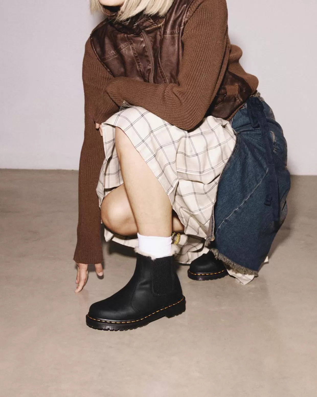 WOMENS Dr. Martens Stivaletti Chelsea 2976 Leonore Con Rivestimento In Pelliccia Sintetica