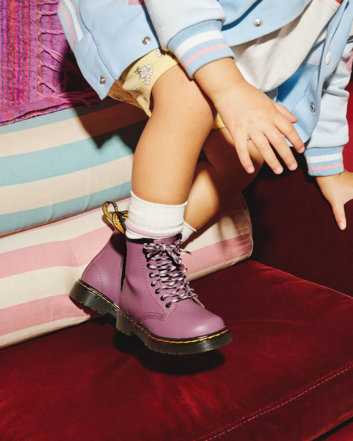 KIDS Dr. Martens Stivaletti primi passi stringati 1460 in pelle scamosciata neutra