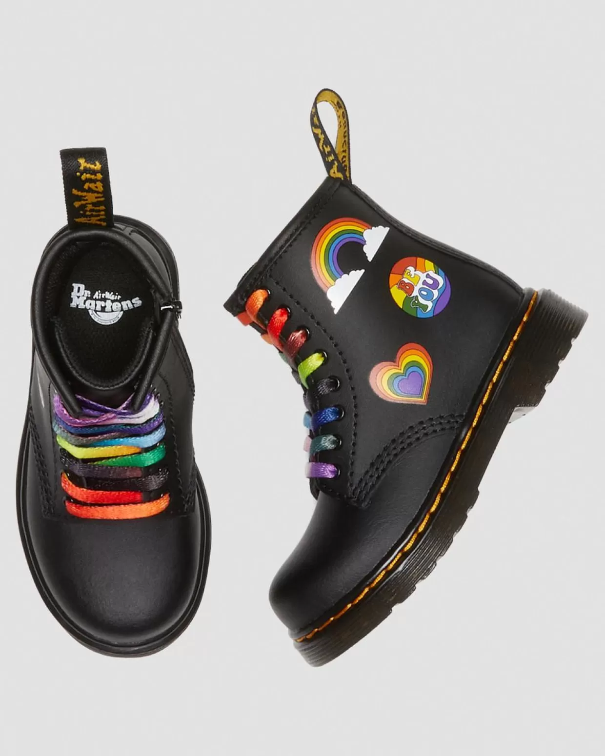 KIDS Dr. Martens Stivaletti stringati di pelle 1460 For Pride primi passi