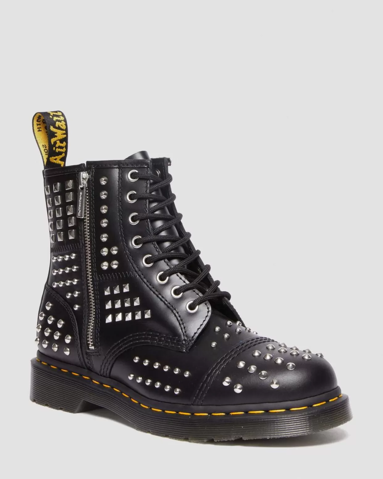 UNISEX Dr. Martens Stivali 1460 in pelle con cerniera e borchie