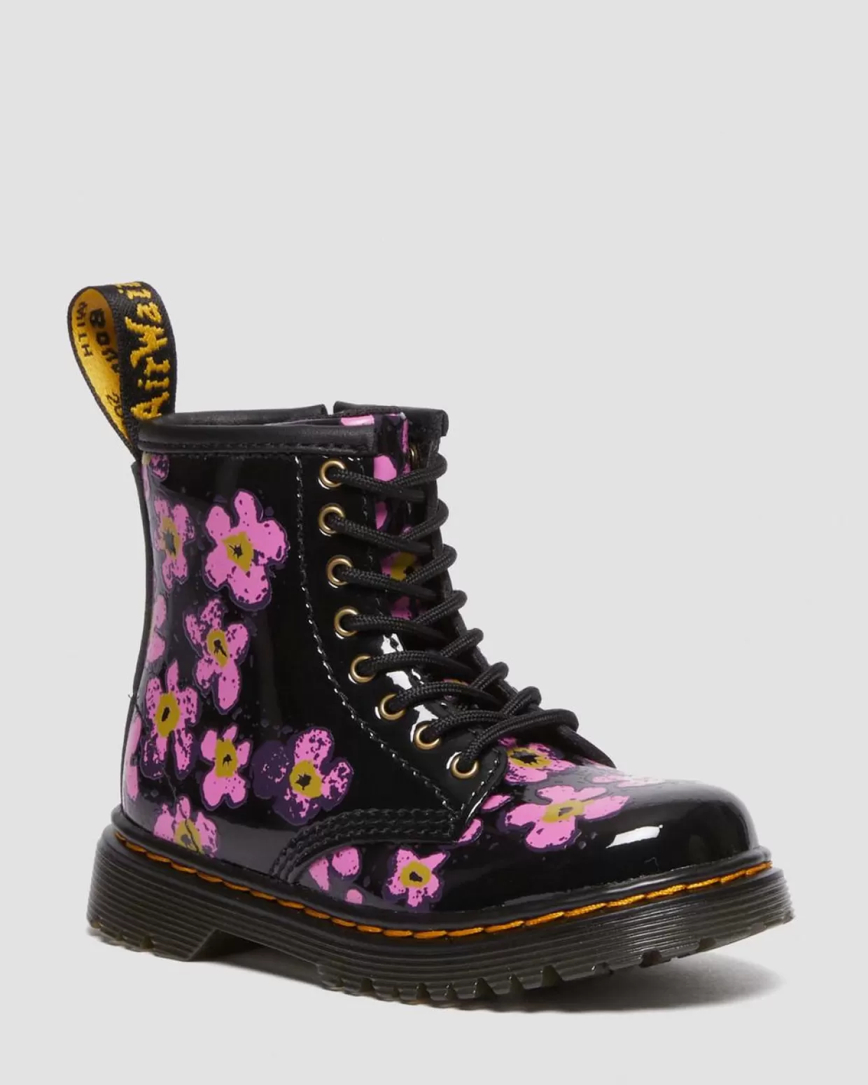KIDS Dr. Martens Stivali 1460 primi passi in pelle verniciata con motivi floreali