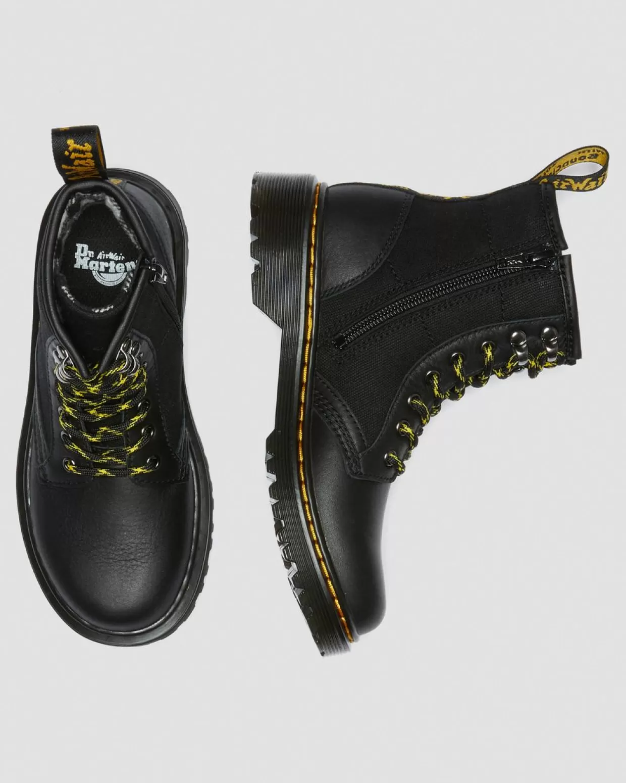 UNISEX Dr. Martens Stivali di pelle 1460 per bambini con inserti di tela