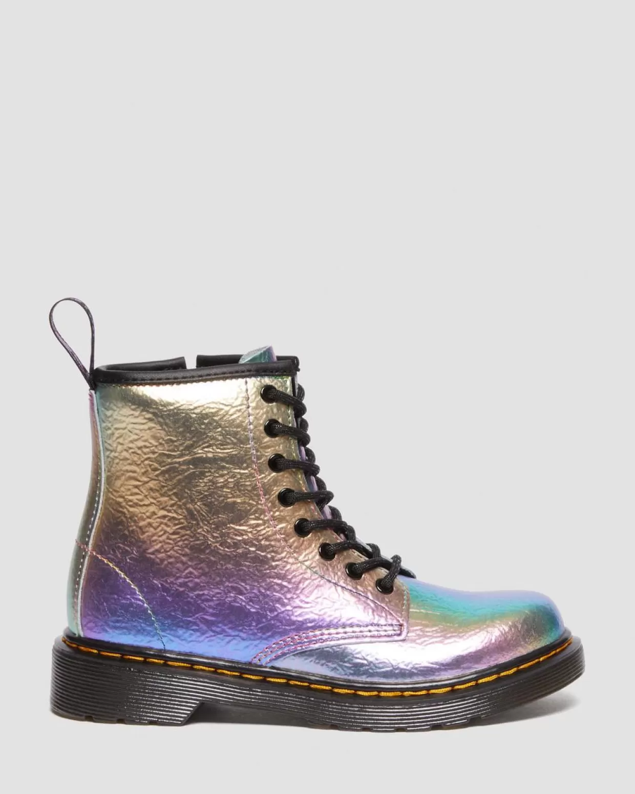 UNISEX Dr. Martens Stivali Junior stringati 1460 arcobaleno in pelle con effetto increspato
