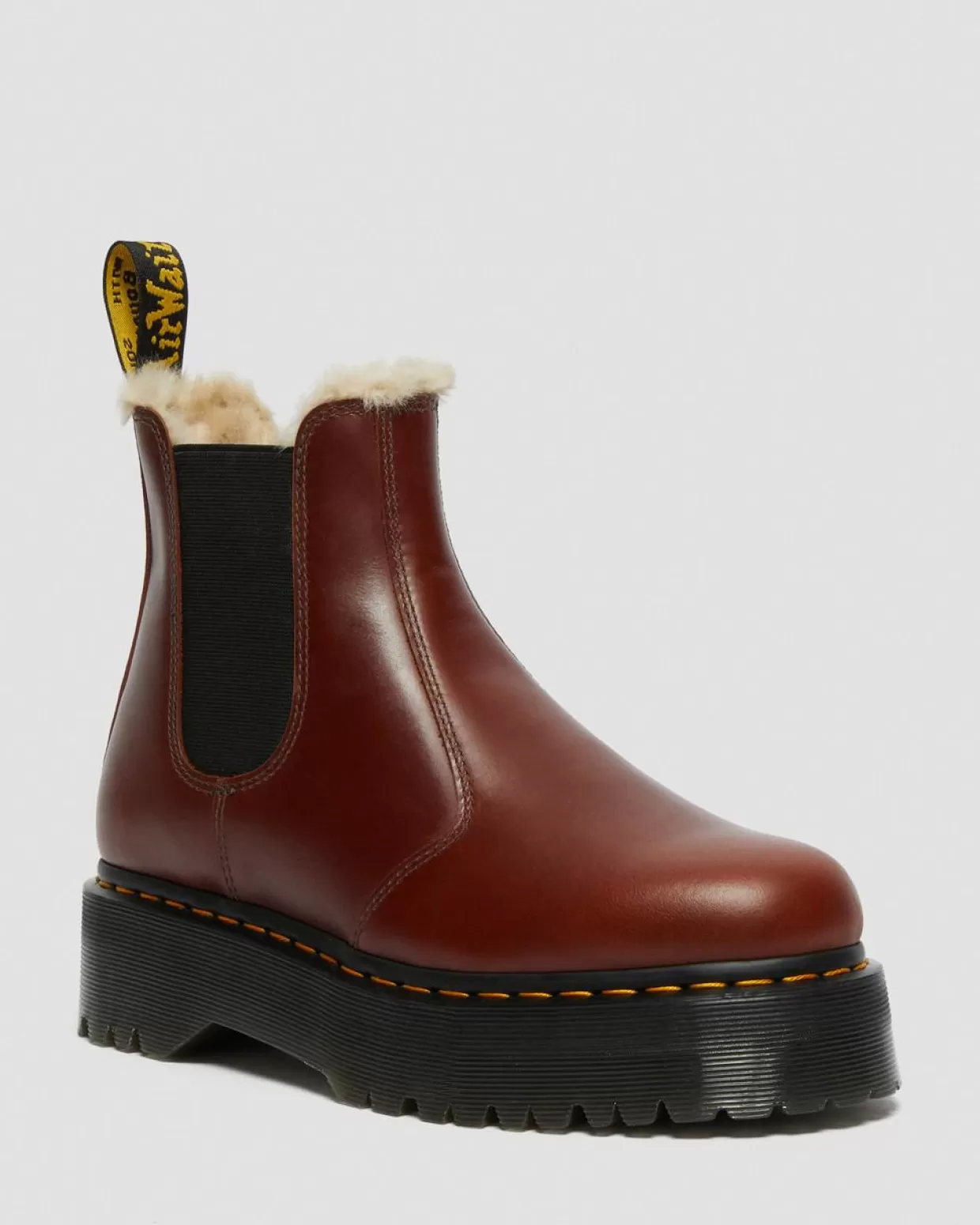 WOMENS Dr. Martens Stivali Platform 2976 Quad Con Rivestimento Interno In Pelliccia Sintetica