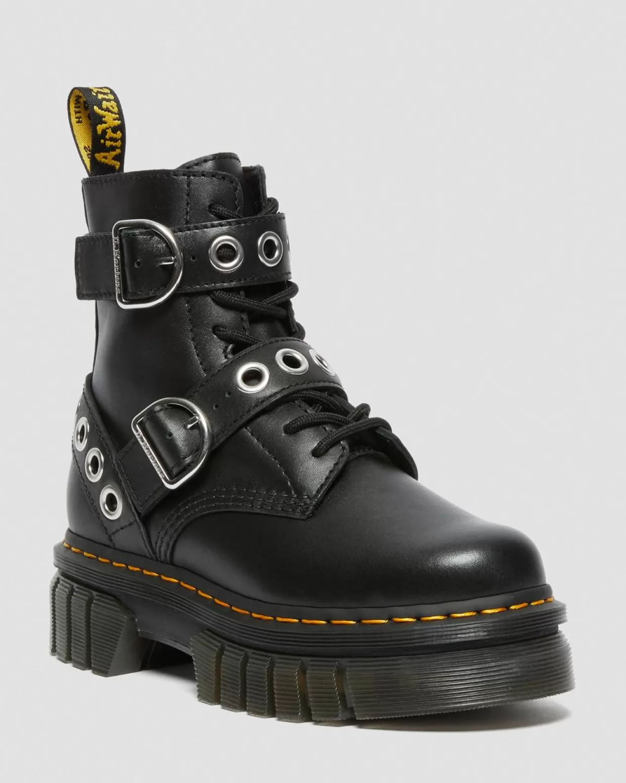 WOMENS Dr. Martens Stivali platform Audrick Hardware in pelle