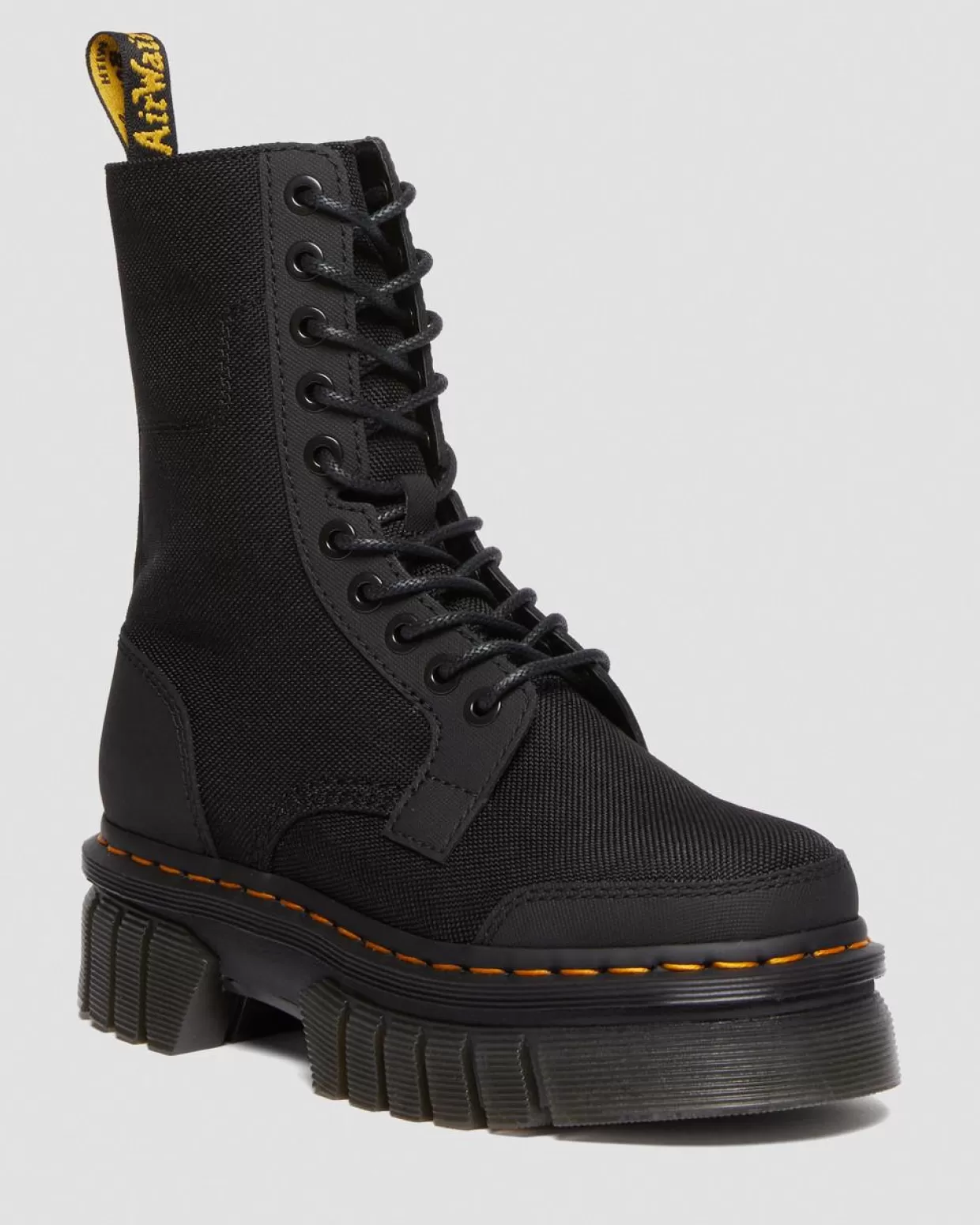 UNISEX Dr. Martens Stivali Platform Audrick in Nylon super resistenti con 10 occhielli