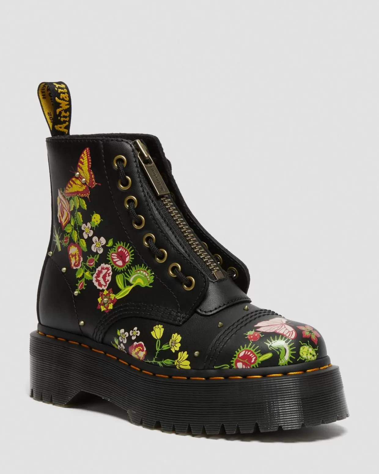 WOMENS Dr. Martens Stivali platform in pelle Sinclair con motivi floreali