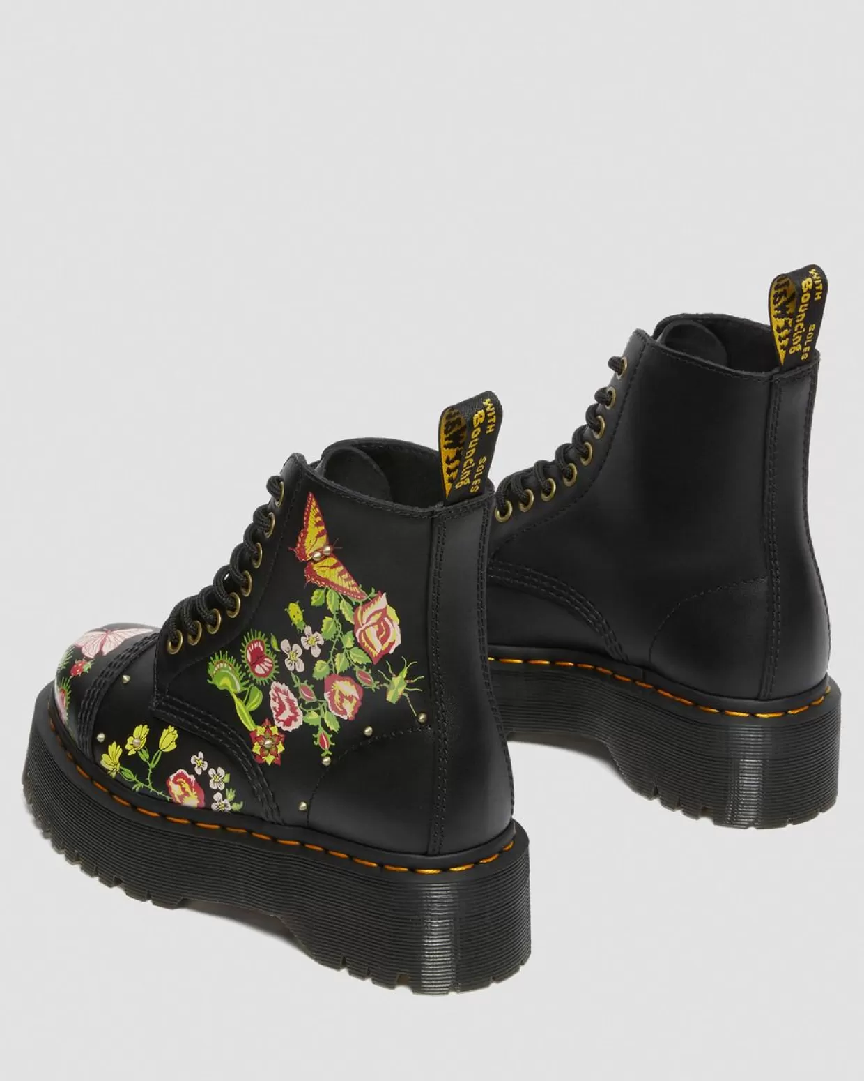 WOMENS Dr. Martens Stivali platform in pelle Sinclair con motivi floreali