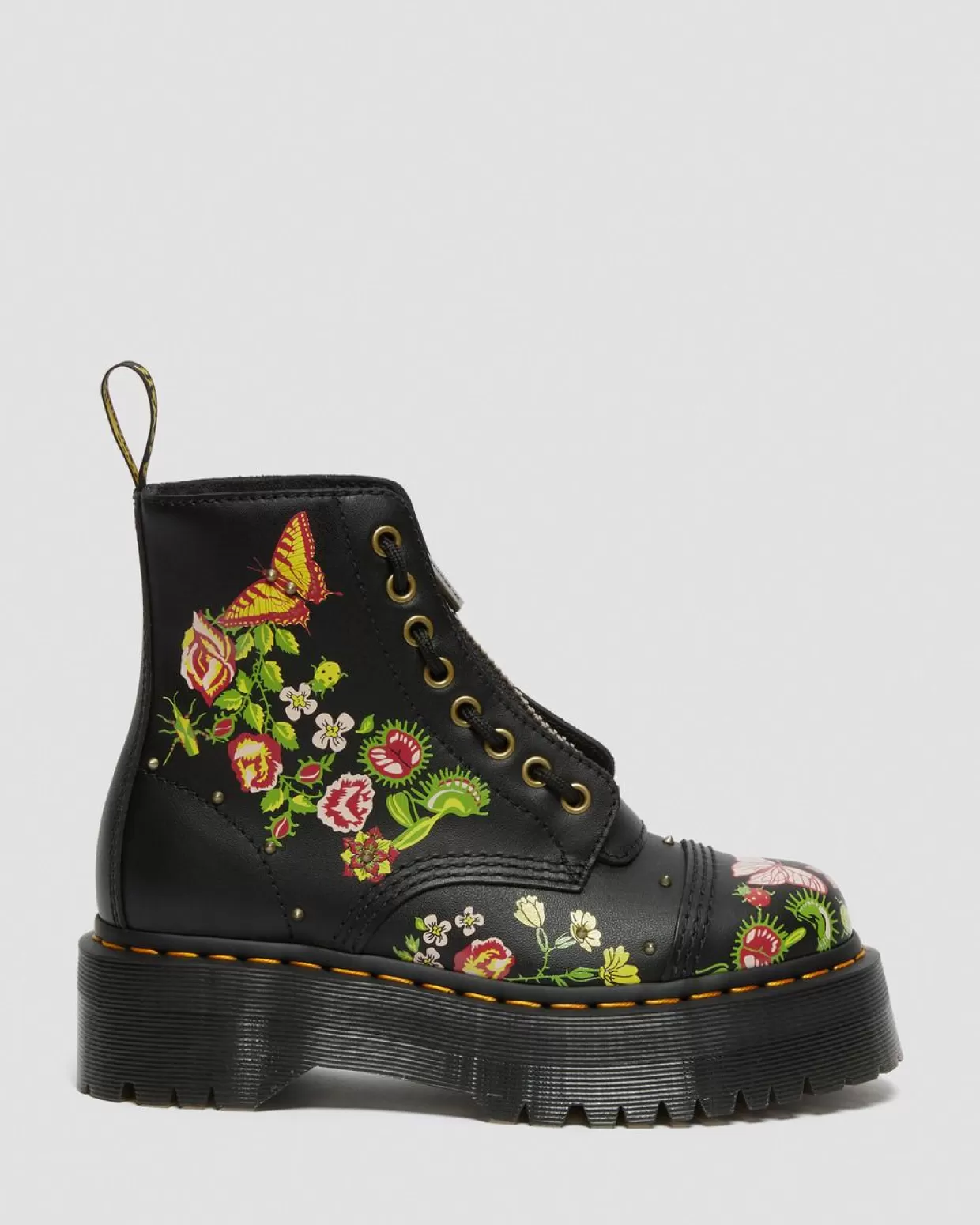 WOMENS Dr. Martens Stivali platform in pelle Sinclair con motivi floreali