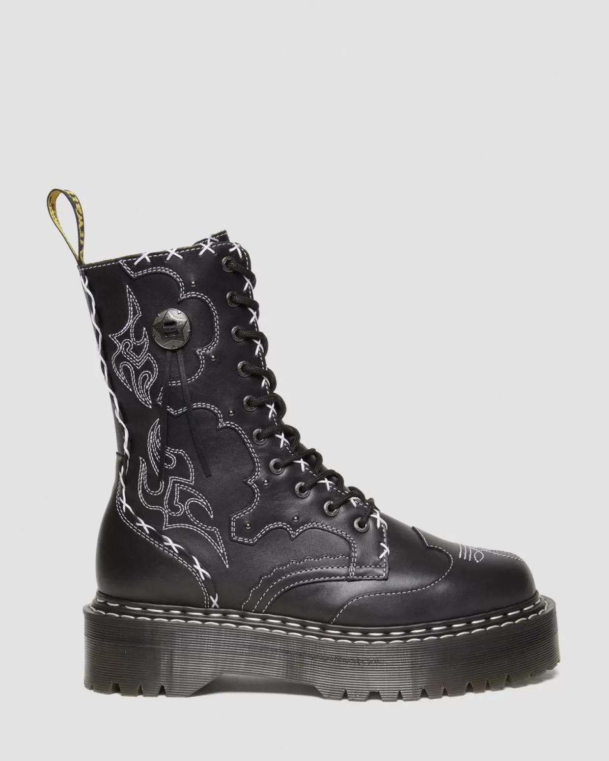 Dr. Martens Stivali platform Jadon Hi in pelle con cuciture a contrasto