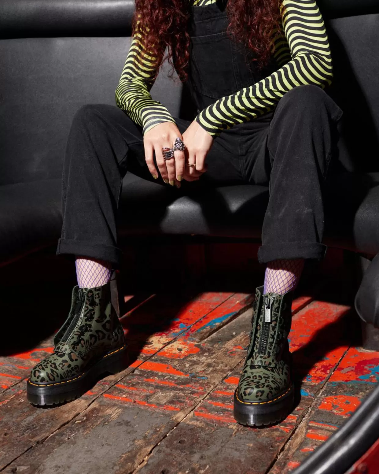 WOMENS Dr. Martens Stivali platform Sinclair con stampa distorted leopard