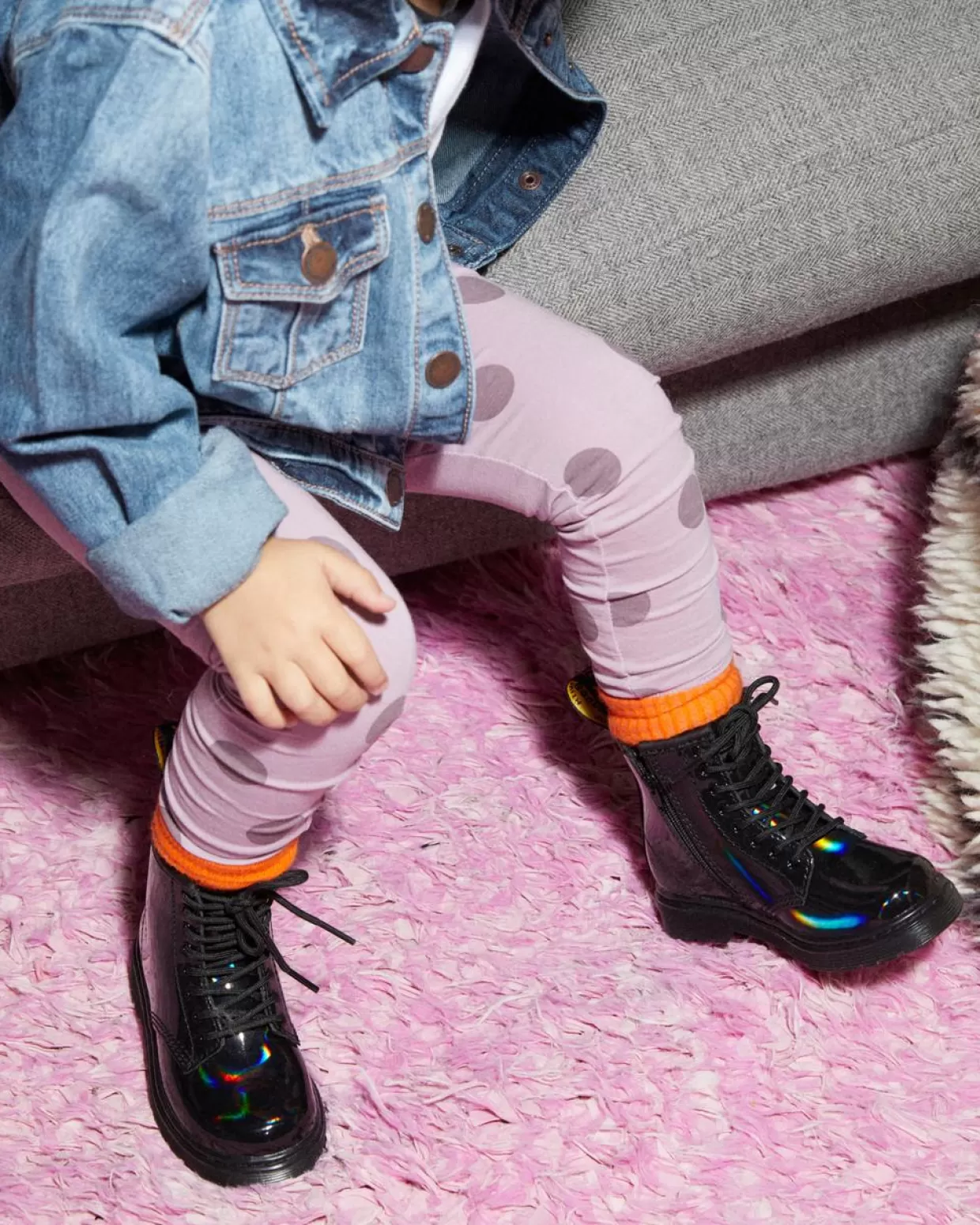 KIDS Dr. Martens Stivali primi passi stringati 1460 arcobaleno in pelle