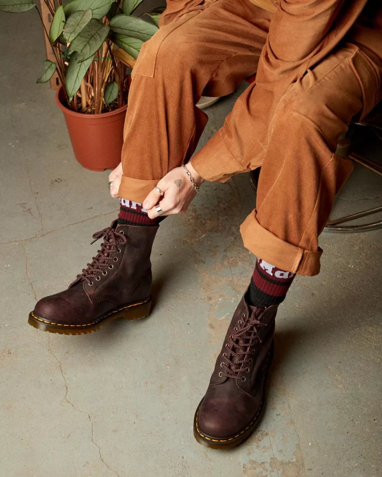 MENS Dr. Martens Stivali stringati 1460 Pascal in pelle cerata pieno fiore