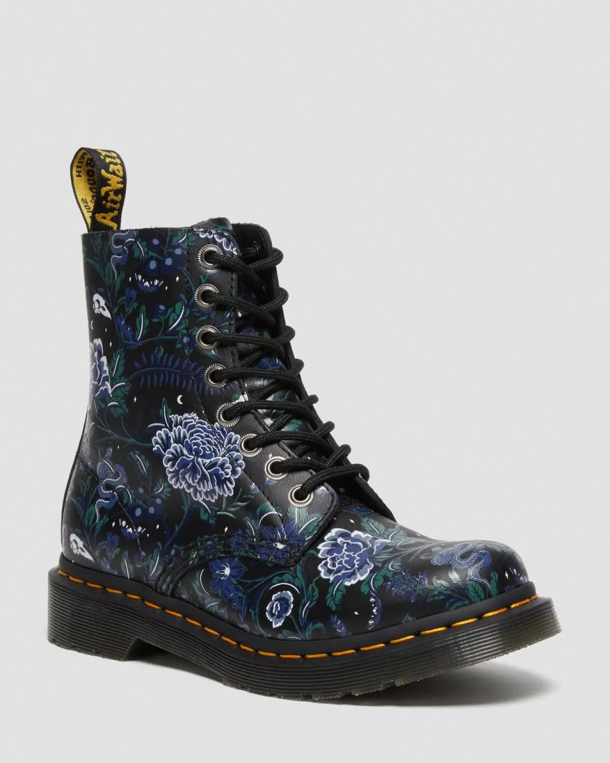 WOMENS Dr. Martens Stivali stringati 1460 Pascal in pelle Mystic con motivi floreali