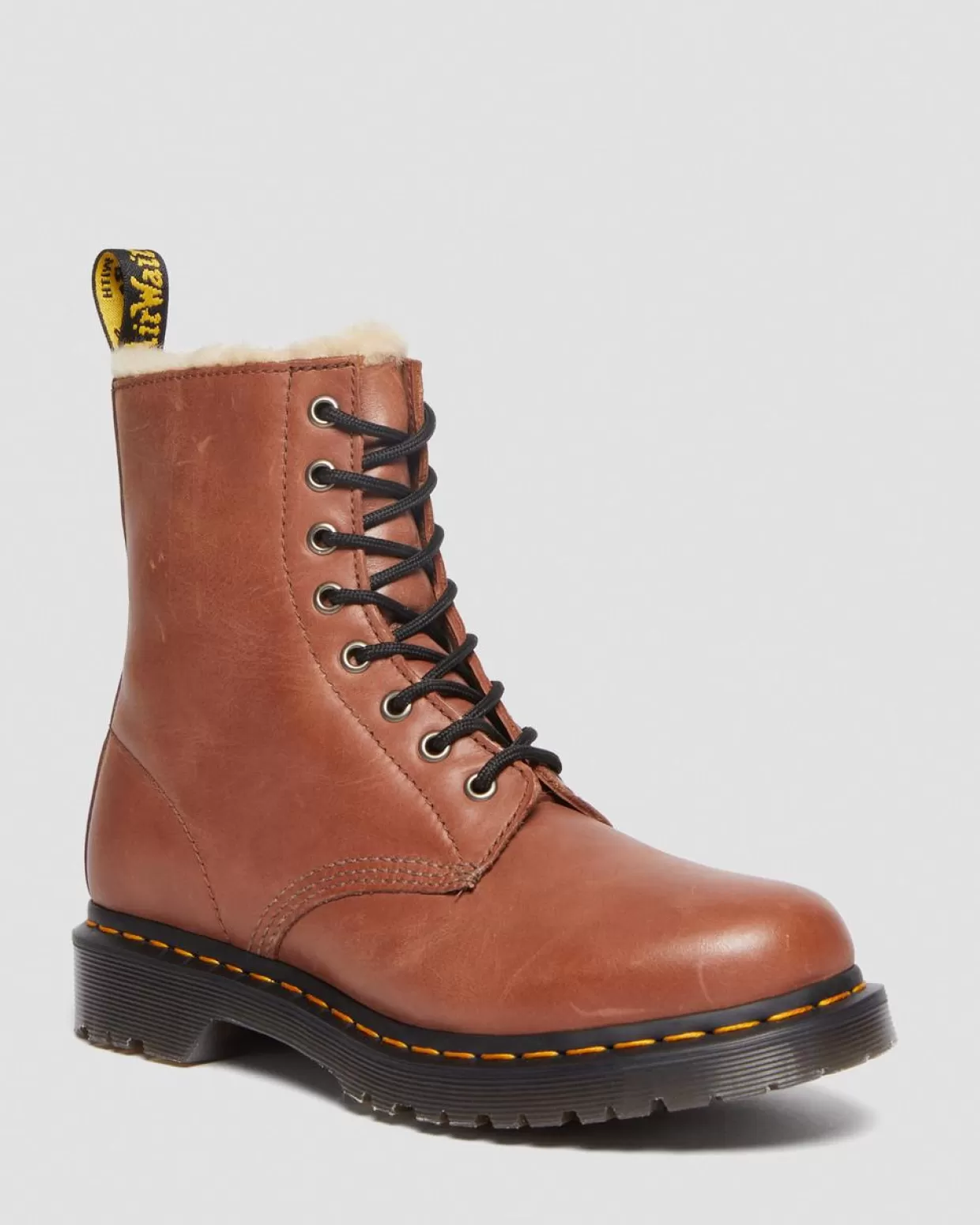 WOMENS Dr. Martens Stivali stringati 1460 Serena con rivestimento in pelliccia sintetica