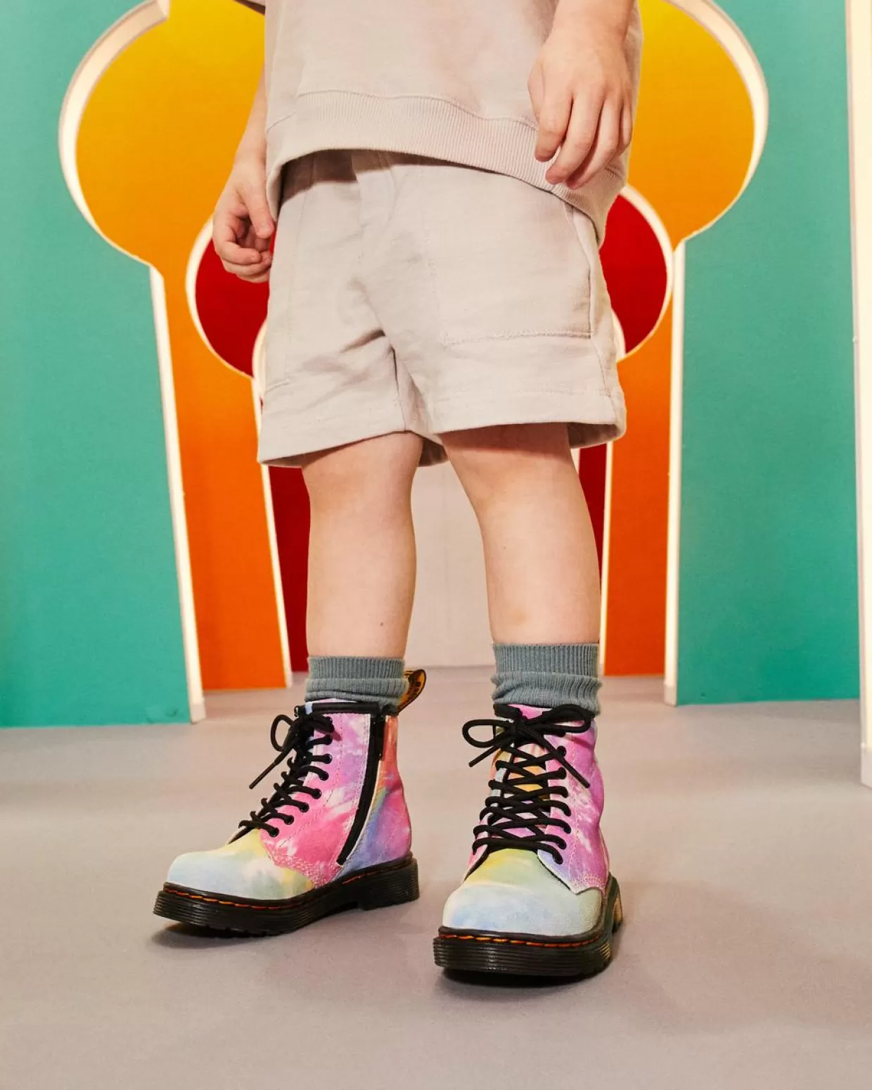 KIDS Dr. Martens Stivali stringati di pelle 1460 Tie Dye Toddler