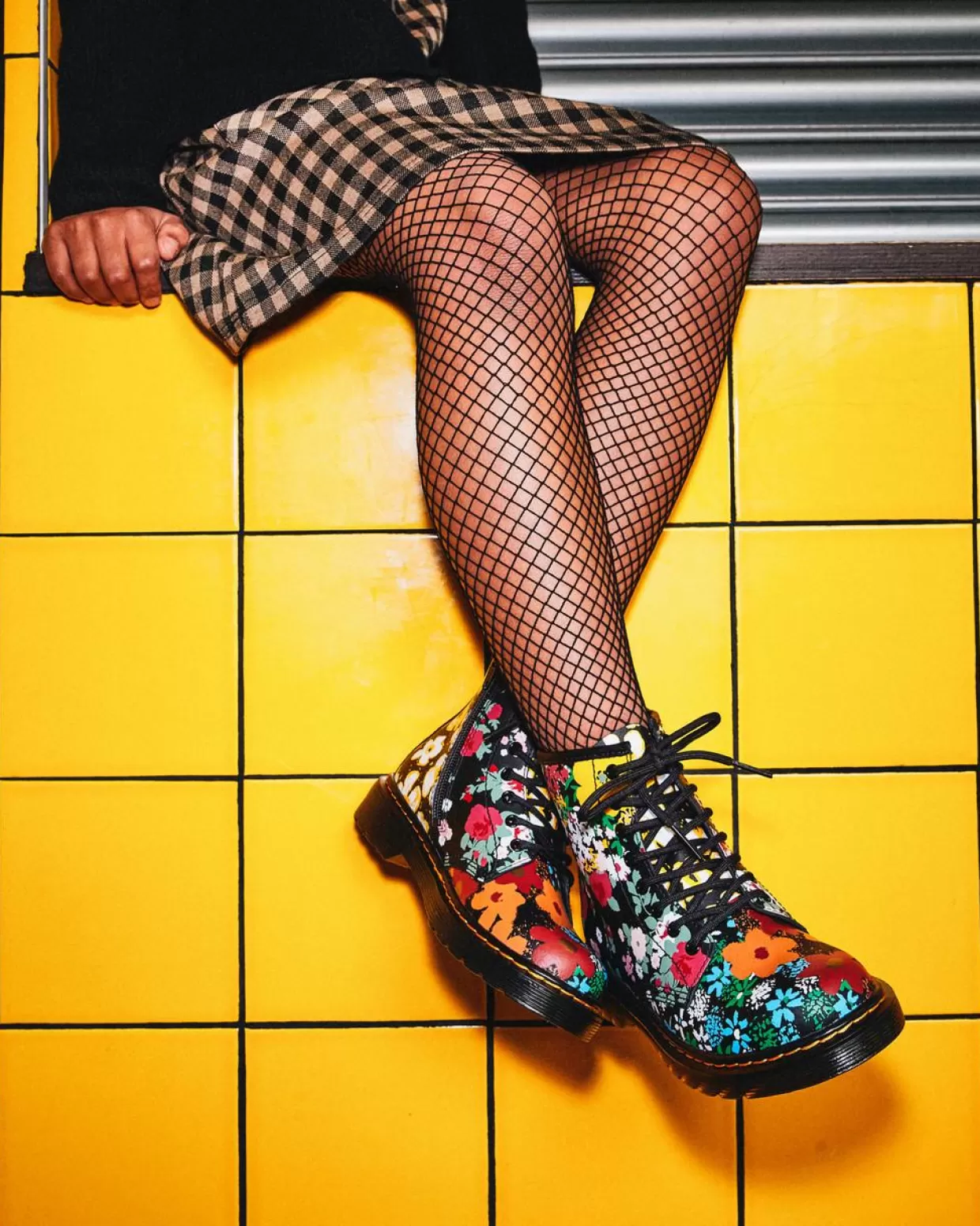UNISEX Dr. Martens Stivali stringati Junior 1460 Floral Mash Up Hydro in pelle