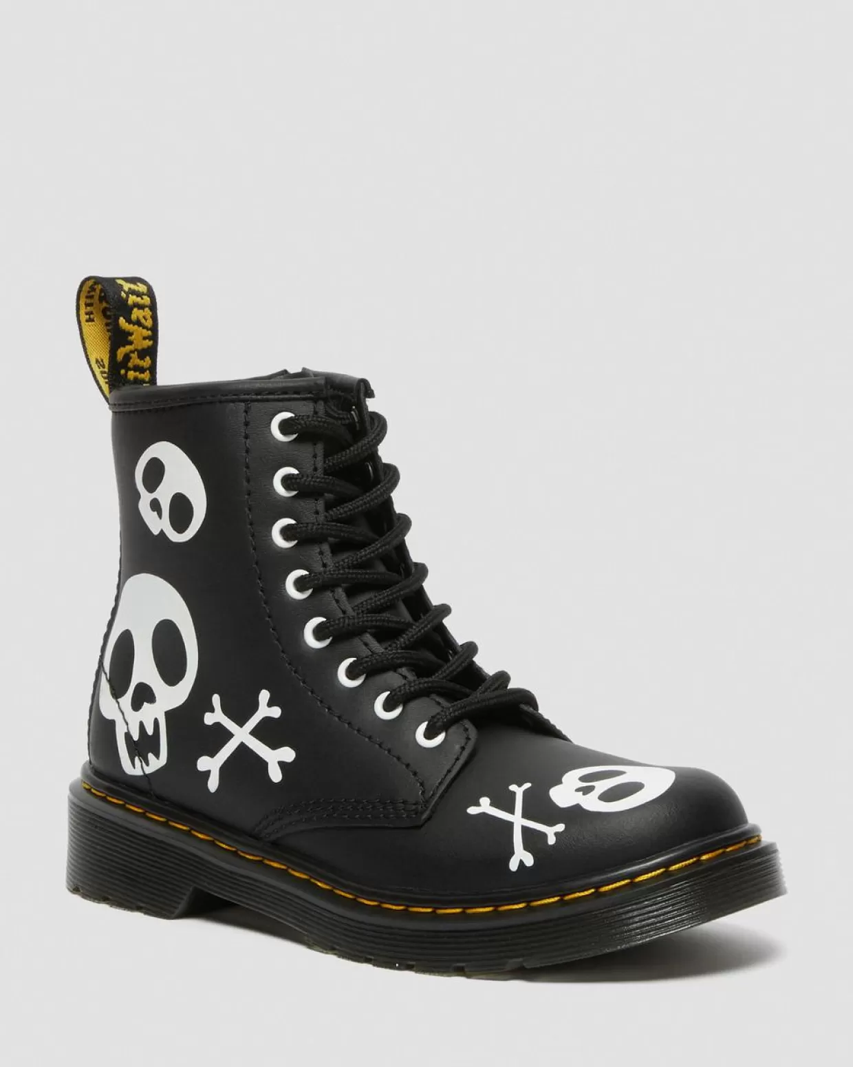 Dr. Martens Stivali stringati Junior in pelle 1460 Skull & Bones