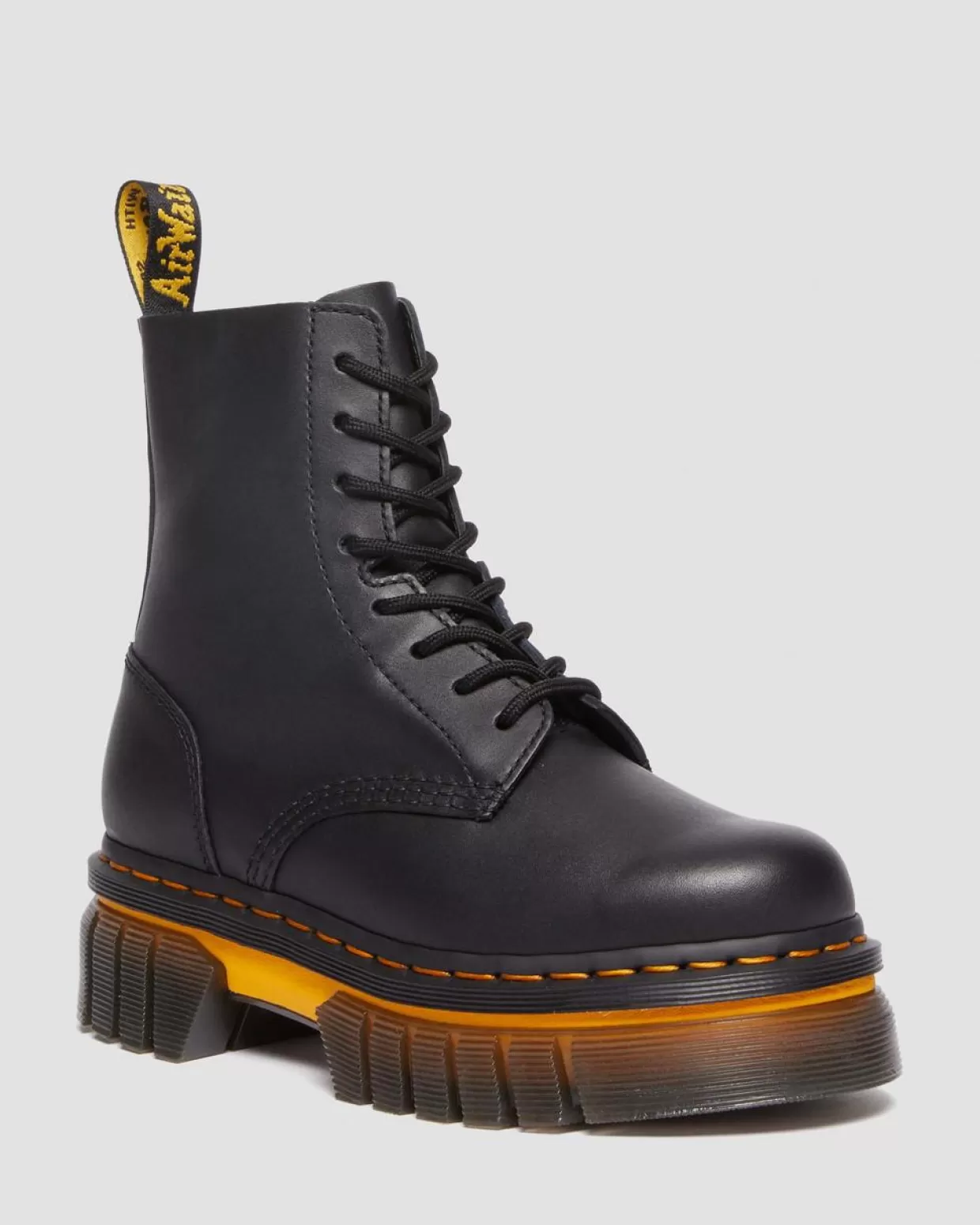 WOMENS Dr. Martens Stivali stringati Platform in pelle con suola a contrasto