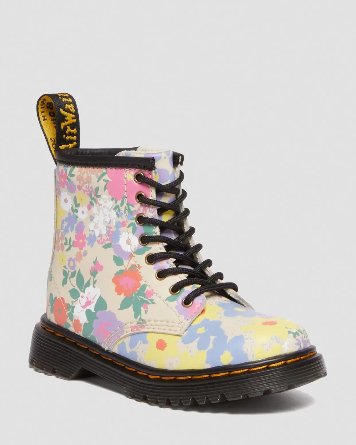 UNISEX Dr. Martens Stivali stringati primi passi 1460 Floral Mash Up in pelle Hydro