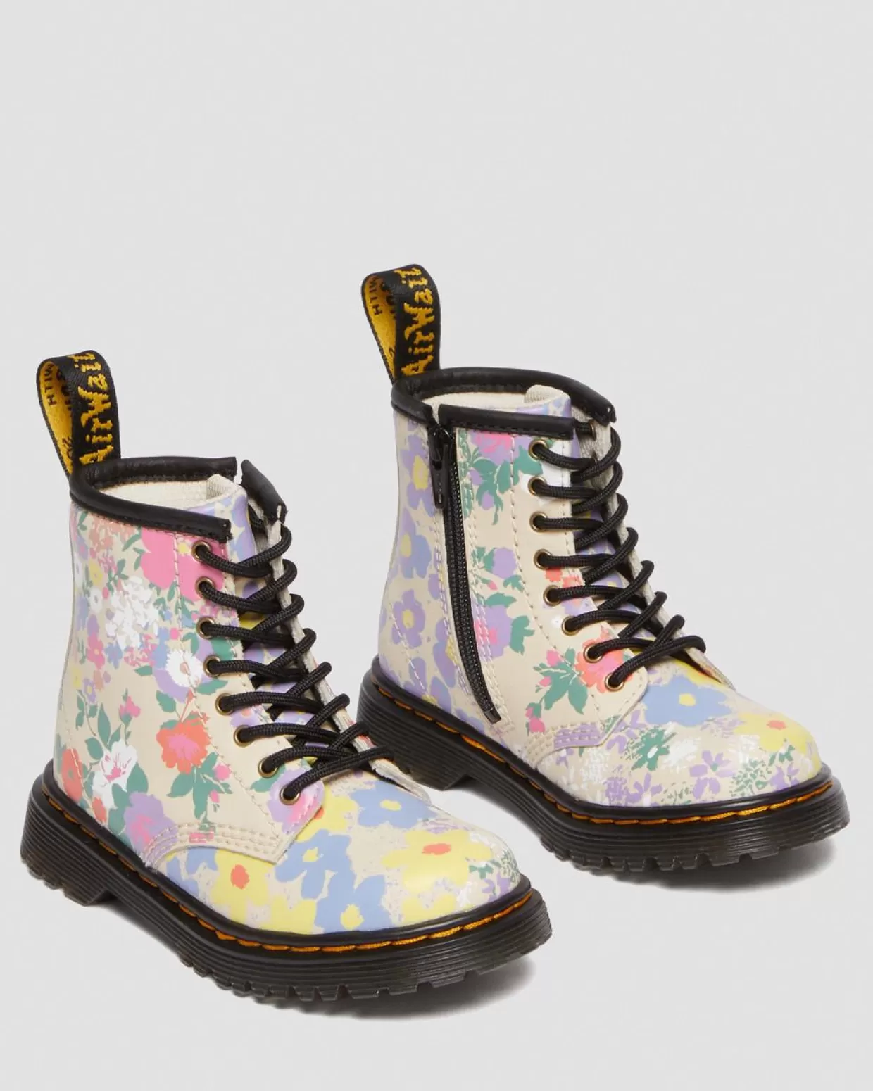 UNISEX Dr. Martens Stivali stringati primi passi 1460 Floral Mash Up in pelle Hydro