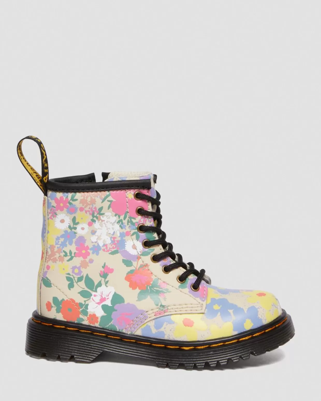 UNISEX Dr. Martens Stivali stringati primi passi 1460 Floral Mash Up in pelle Hydro